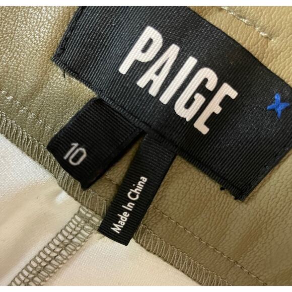 Paige Women's Maria 10 Pant Vegan Leather Belt Button Fly in Dark Brushed - Picture 14 of 16